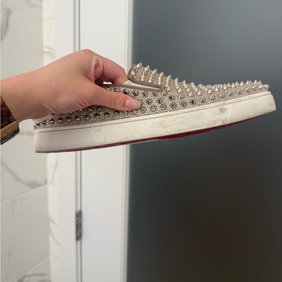 Christian Louboutin Roller Boat Men's Spiked Slip-On Shoes - Silver - Picture 6 of 16